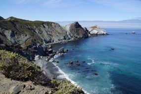 panoramic view of the rocky pacific coast on a sunny day