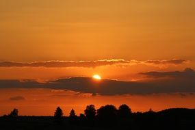 sunset sun behind a cloud