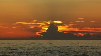 high-rise dark Cloud on Sea at Sunset, croatia