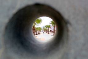 view through the hole on the promenade, turkey, antalya