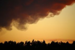 Dark clouds on the evening sky