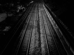 black and white photo of the railway in Istanbul