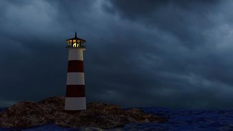 lighthouse on a hill at night