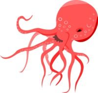 Ocean Octopus Red drawing