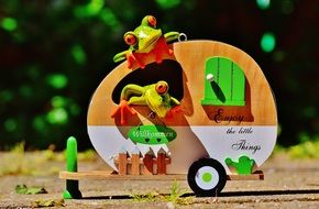 frogs in a travel trolley