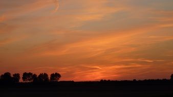 evening sky with orange glow