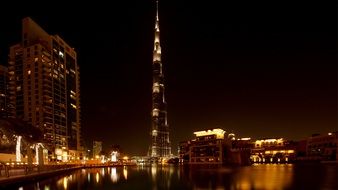 burj khalifa in lights at night in dubai