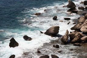 ocean waves on a rocky coast