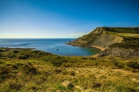 panoramic view of the jurassic coast in england