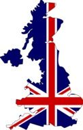 Colorful Flag of United Kingdom on the map clipart