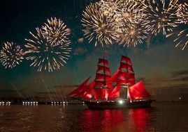 fireworks over the scarlet sails in St. Petersburg