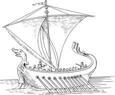 ancient roman sailing ship as a graphic image