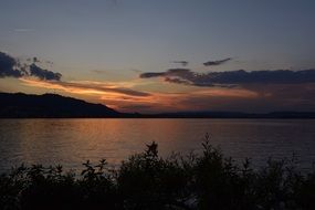 sunset over the lake in zurich