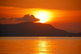 romantic yellow sunset in Mallorca