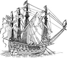 ship as a black and white graphic image
