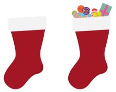 clipart of santa claus socks with gifts