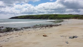 panorama of the beach and blue sea in Devon