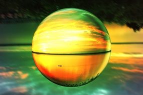 incredible sunset photo on the lens fisheye