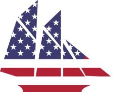 Colorful American Flag on the boat clipart