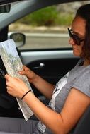 woman looking at a Map