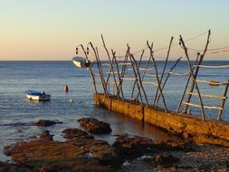 Boats Sea Jetty Sunset Croatia