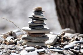 small stone tower on the beach