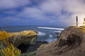 night beach california