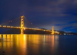 distant view of the Golden Gate Bridge at night