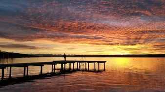 sunset over lake Ammersee in bavaria