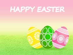painted easter eggs on a green lawn