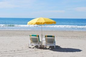 Deck Chairs on a sandy beach