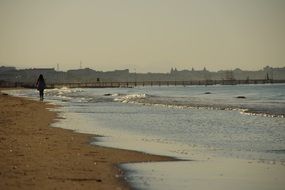 walk along the beach in the morning