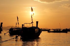 sailing boats against the sunset sky