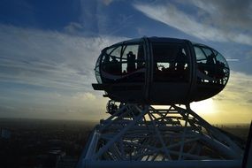 London Eye ferris in the clouds