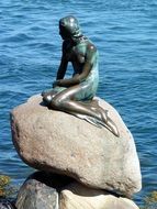 Little Mermaid statue on a rock