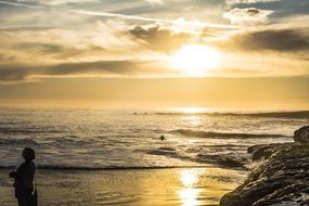 people on the evening beach