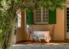 Table on a terrace