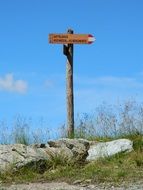 board indicating the direction on the hill