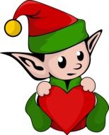 Colorful Christmas Elf with the heart clipart