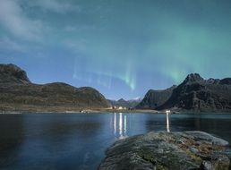 northern lights on the coast of the lofoten islands