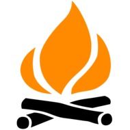 Campfire, black and orange icon