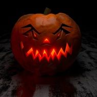 burning lantern in pumpkin for halloween