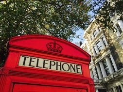 Beautiful red telephone booth in London, England