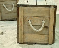 Boxes with the ropes on the beach