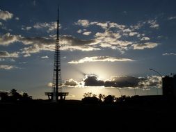 silhouette of a tower at sunset in brazil