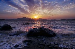 Landscape of the shoals at the sunset