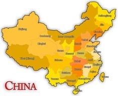 china on colorful map