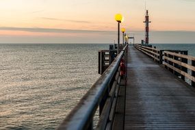 long pier on Sea at evening, germany, Wustrow