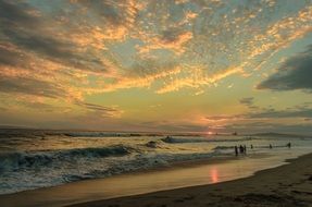 golden sunset over the ocean coast