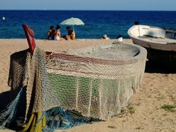 mediterranean sailboat with fishing net